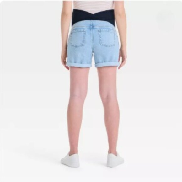 Over Belly High-Rise Maternity Jean Shorts, Size 14 - Picture 7 of 9